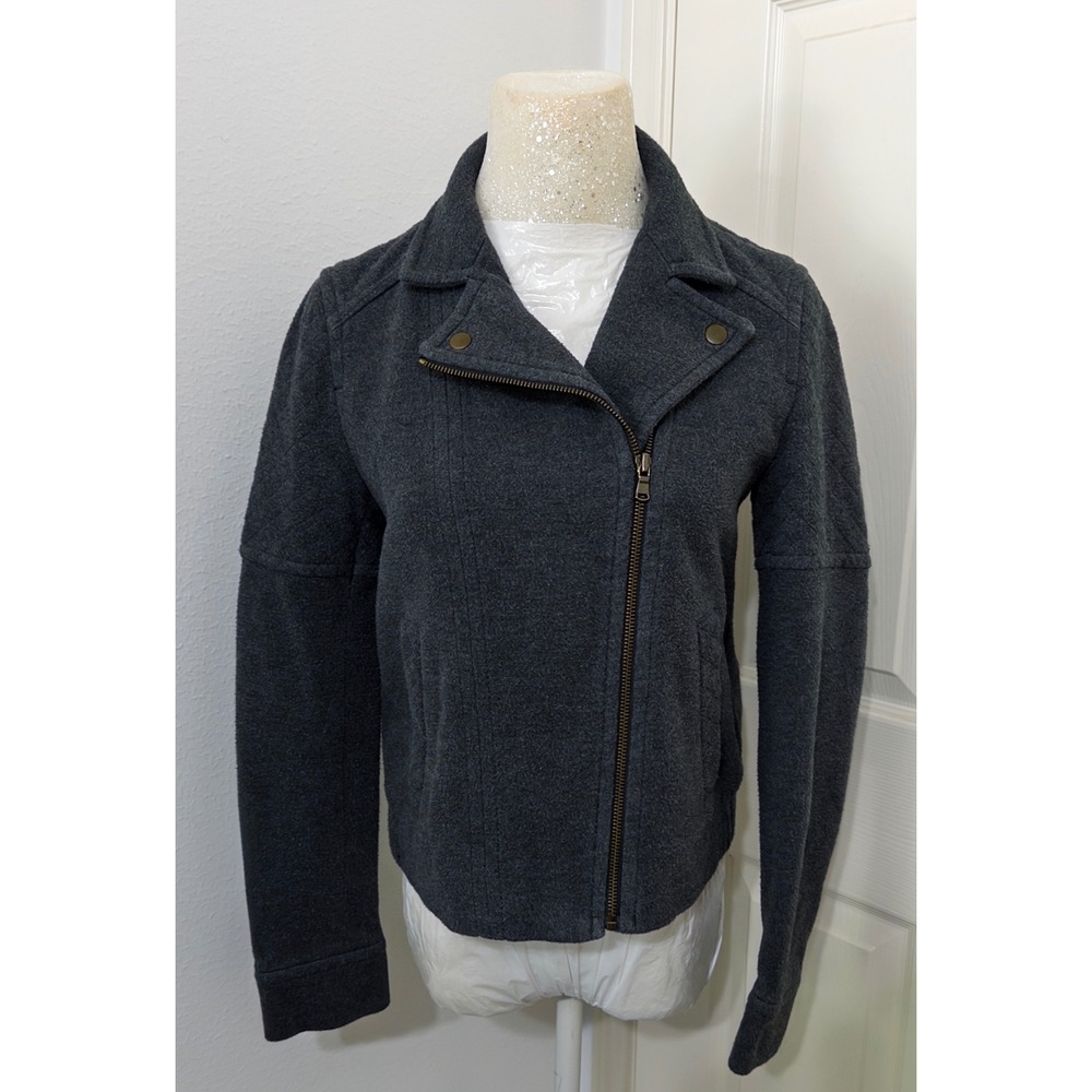 Loft Charcoal Gray women's sz S Moto Jacket Asymmetrical Zip office workwear‎